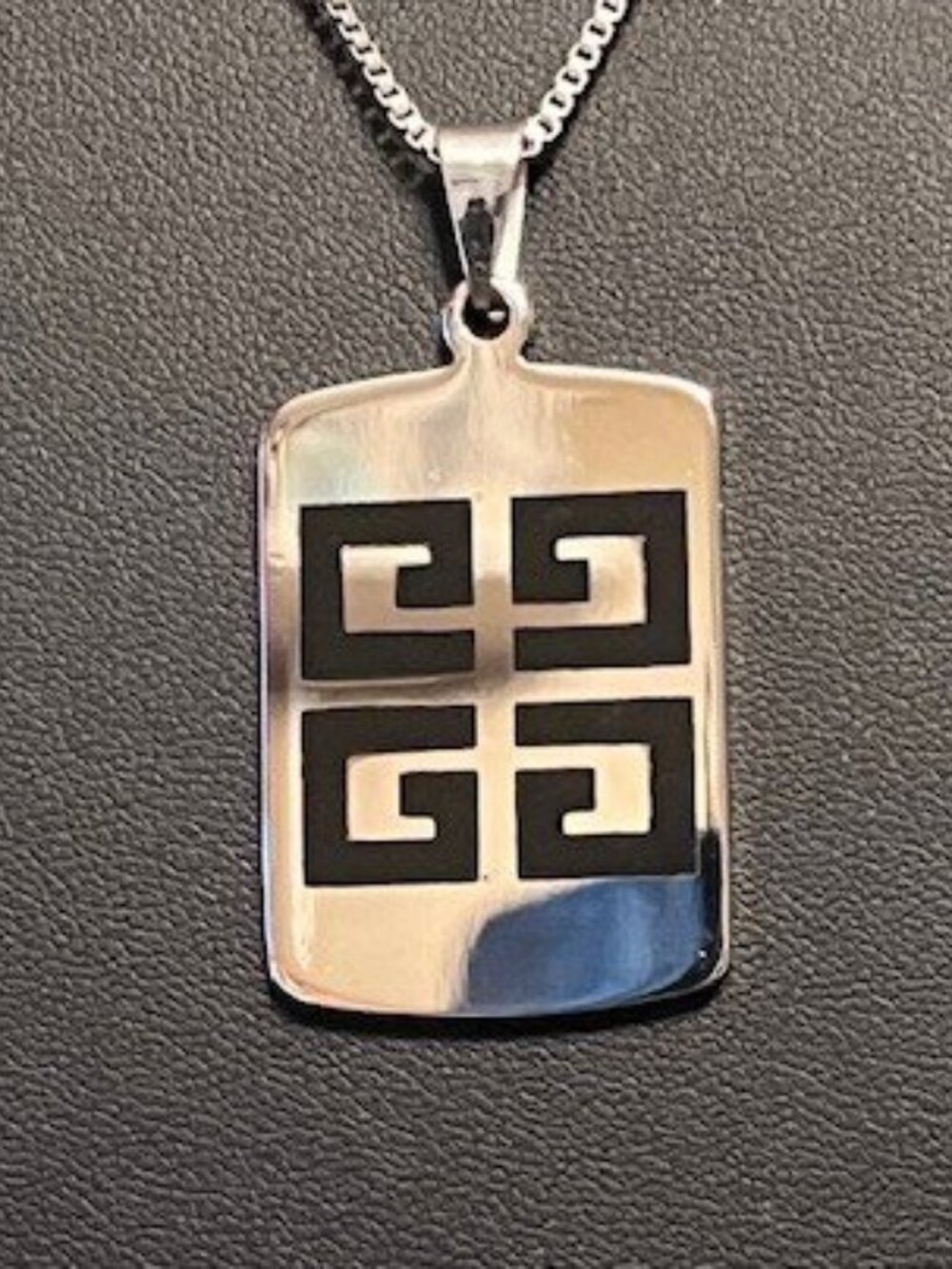 Stainless Steel Pendant Necklace with Geometric Design (P63)